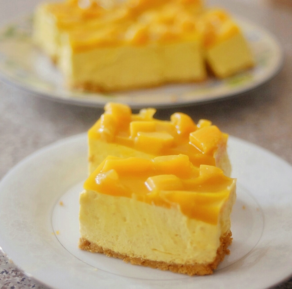 This mango mousse cake is rich in mango flavour yet very fresh and light. 